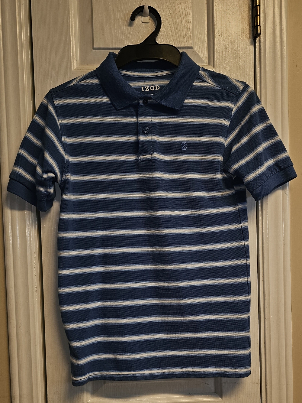 Boy's Izod Navy & White Striped Polo